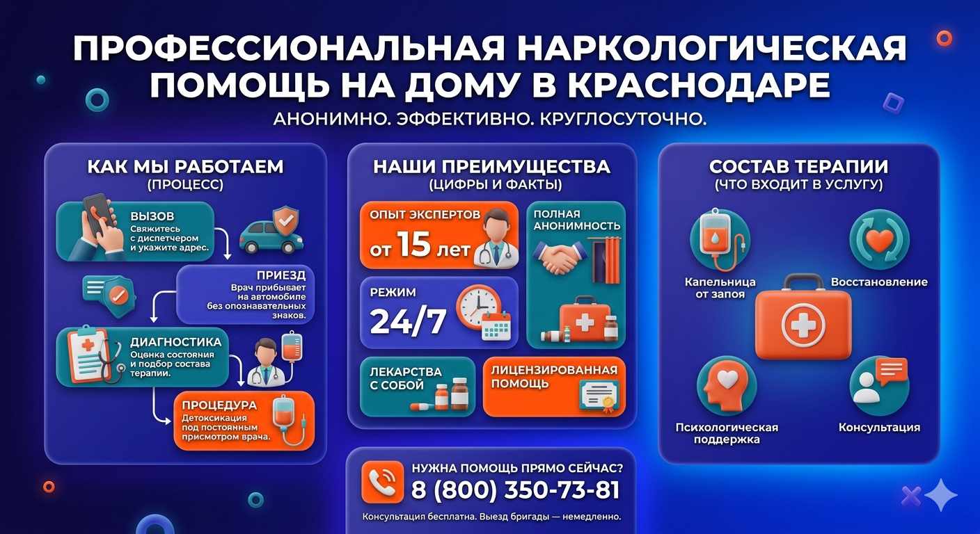 Инфографика о принципах лечения алкоголизма на дому в Торопце: этапы вызова нарколога, преимущества анонимной детоксикации и состав медицинской помощи.